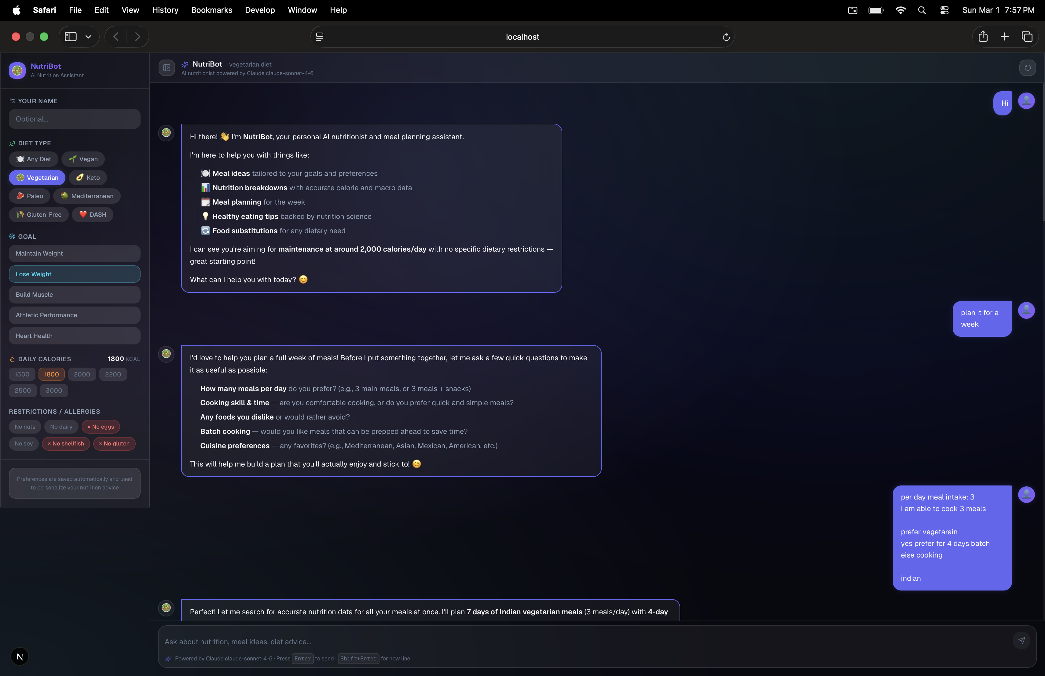 NutriBot — AI Nutrition Assistant